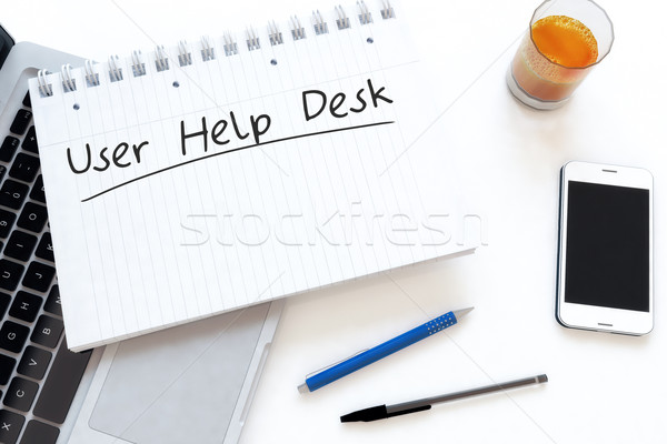 Utilisateur aider bureau texte portable [[stock_photo]] © Mazirama