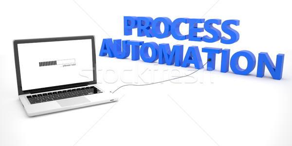 Proces automatyzacja laptop notebooka komputera słowo Zdjęcia stock © Mazirama