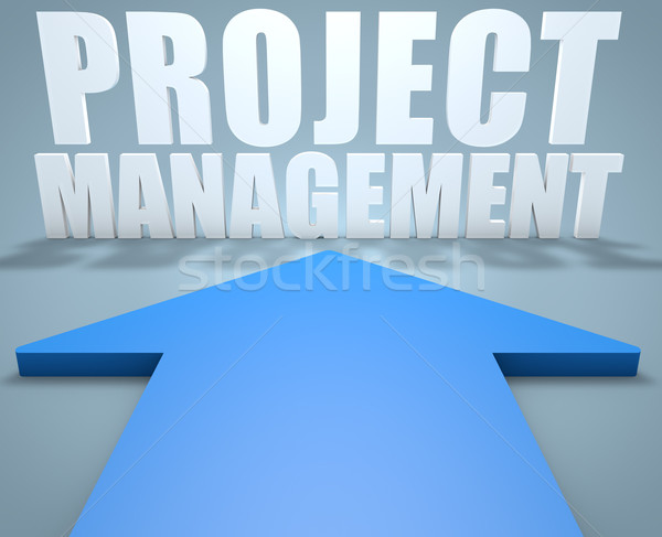 Projekt vezetőség 3d render kék nyíl mutat Stock fotó © Mazirama