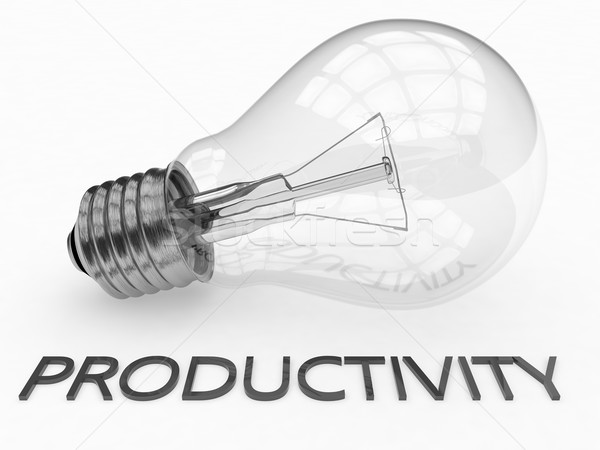 Foto d'archivio: Produttività · lampadina · bianco · testo · rendering · 3d · illustrazione