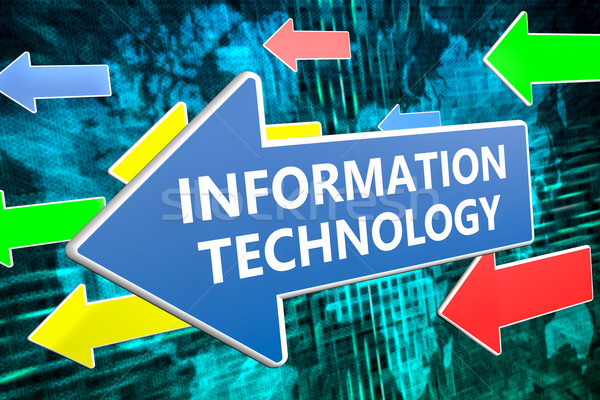 Technologia informacyjna tekst niebieski arrow pływające zielone Zdjęcia stock © Mazirama
