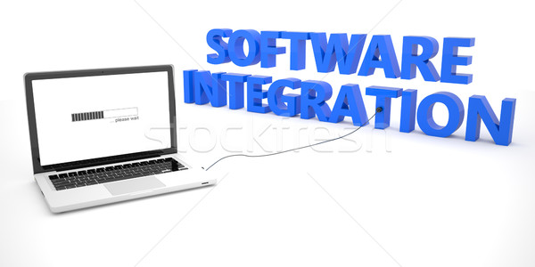 Oprogramowania integracja laptop notebooka komputera słowo Zdjęcia stock © Mazirama