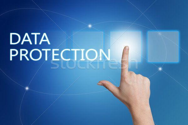 Protection des données main bouton interface bleu [[stock_photo]] © Mazirama