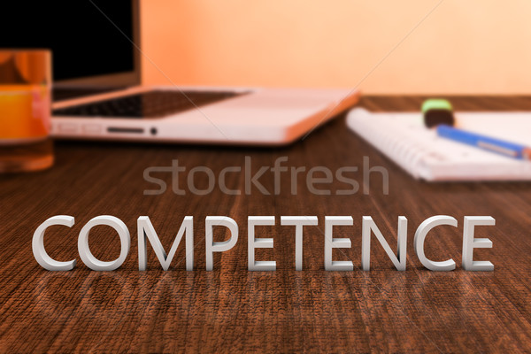 Kompetencja litery biurko laptop notebooka Zdjęcia stock © Mazirama