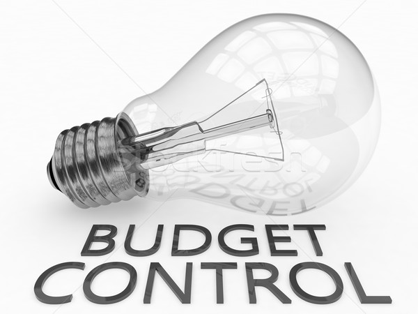 預算 控制 燈泡 白 文本 三維渲染 商業照片 © Mazirama