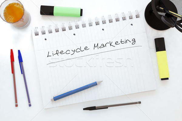 Lebenszyklus Marketing handschriftlich Text Notebook Schreibtisch Stock foto © Mazirama