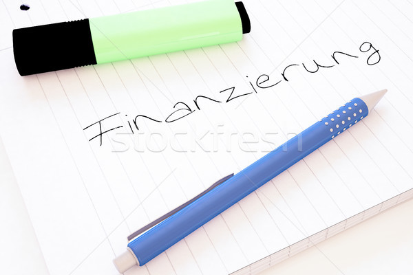 Szó finanszírozás kézzel írott szöveg notebook asztal Stock fotó © Mazirama
