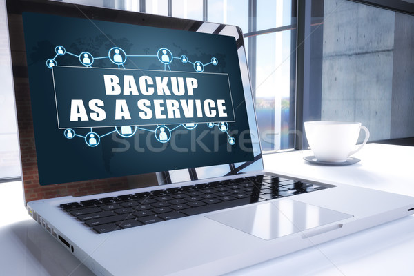 Stock foto: Backup · Service · Text · modernen · Laptop · Bildschirm