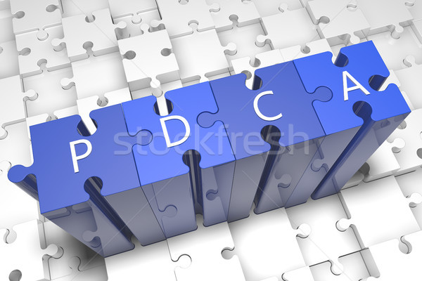 Plan controleren handelen puzzel 3d render illustratie Stockfoto © Mazirama