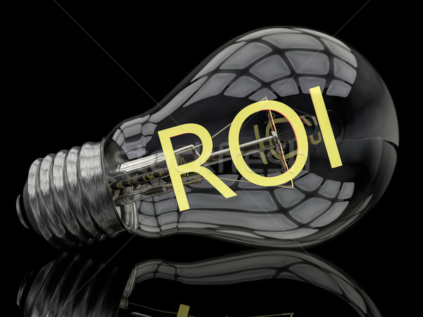 Ritorno investimento roi lampadina nero testo Foto d'archivio © Mazirama