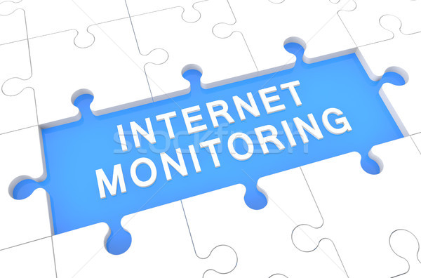 ストックフォト: インターネット · モニタリング · パズル · 3dのレンダリング · 実例 · 言葉