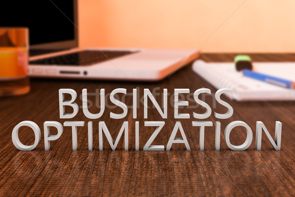 Business optimalisatie brieven houten bureau laptop computer Stockfoto © Mazirama