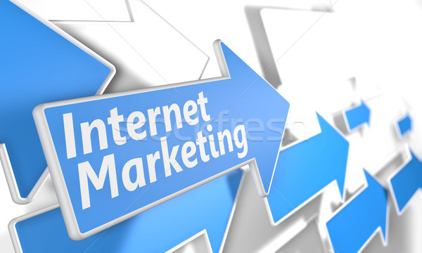 Internet marketing 3d render Blauw witte pijlen vliegen Stockfoto © Mazirama