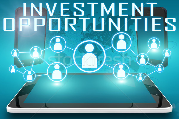 Investimento oportunidades texto ilustração social ícones Foto stock © Mazirama