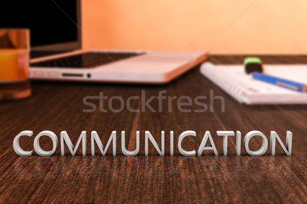 Communicatie brieven houten bureau laptop computer notebook Stockfoto © Mazirama