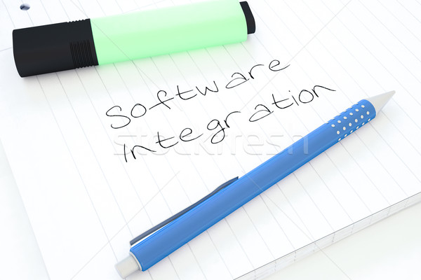 Software integração texto caderno secretária Foto stock © Mazirama