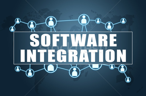 Software integração texto azul mapa do mundo social Foto stock © Mazirama