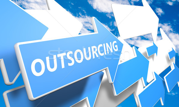 Outsourcing 3d render Blauw witte pijlen vliegen Stockfoto © Mazirama