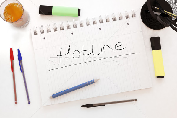Hotline tekst notebook bureau 3d render Stockfoto © Mazirama