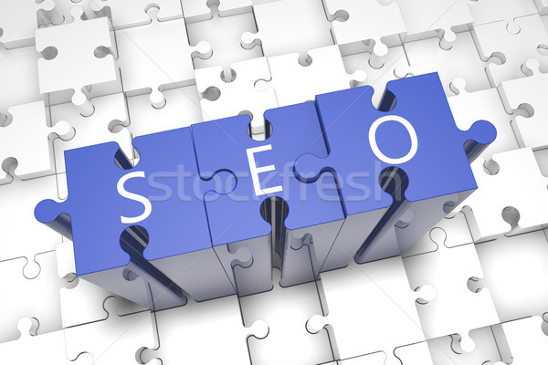 Seo quebra-cabeça acrônimo azul peças Foto stock © Mazirama