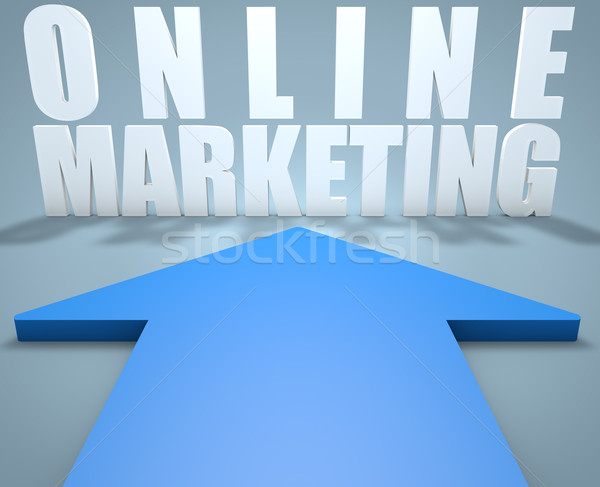Online marketing 3d render kék nyíl mutat technológia Stock fotó © Mazirama