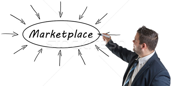 Marktplaats jonge zakenman tekening informatie Stockfoto © Mazirama
