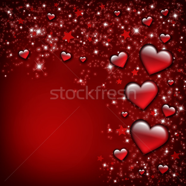 Valentijnsdag kaart dag Rood harten sterren Stockfoto © Mazirama
