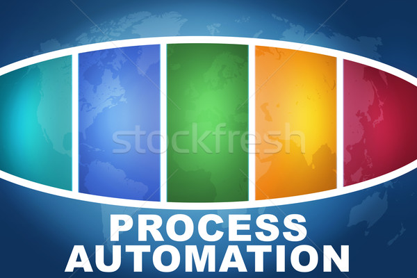 Folyamat automatizálás szöveg illusztráció kék színes Stock fotó © Mazirama