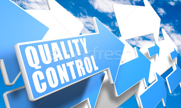 Kwaliteitscontrole 3d render Blauw witte pijlen vliegen Stockfoto © Mazirama