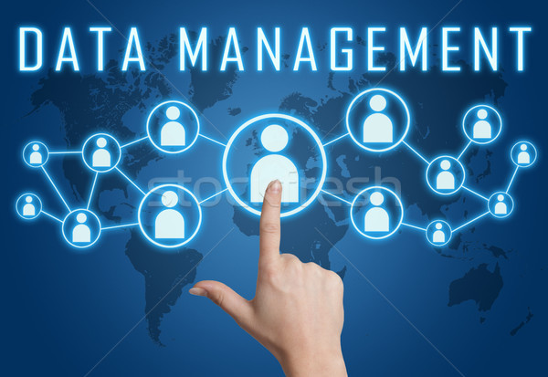 Stock foto: Daten · Management · Hand · sozialen · Symbole