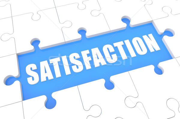 Satisfaction puzzle rendu 3d illustration mot bleu [[stock_photo]] © Mazirama