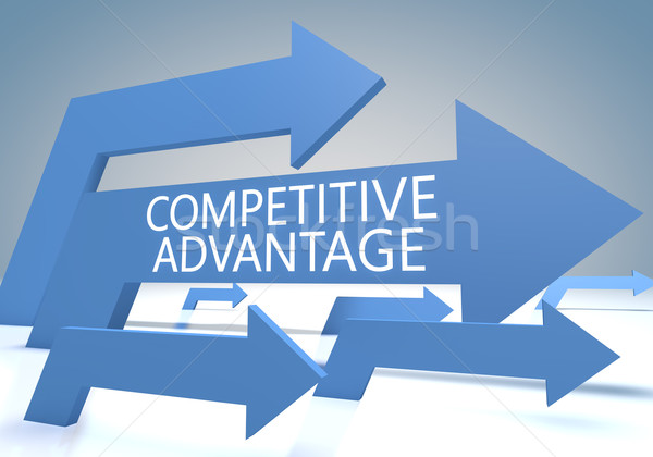 Stok fotoğraf: Rekabetçi · avantaj · vermek · mavi · oklar · kurumsal