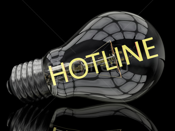 Hotline Glühbirne schwarz Text 3d render Illustration Stock foto © Mazirama