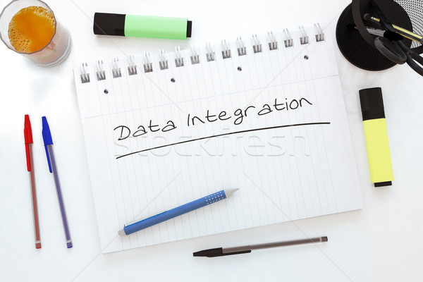 Stock foto: Daten · Integration · handschriftlich · Text · Notebook · Schreibtisch