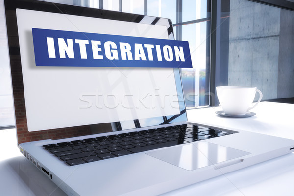 Stock fotó: Integráció · szöveg · modern · laptop · képernyő · iroda