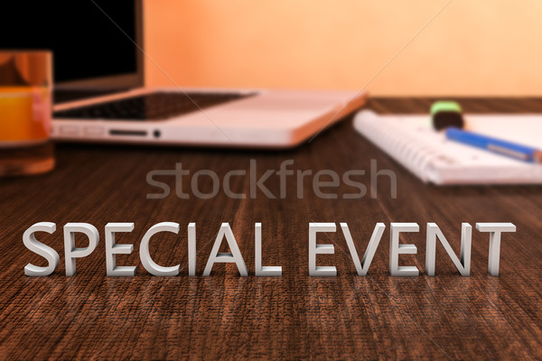 Evento speciale lettere legno desk computer portatile notebook Foto d'archivio © Mazirama