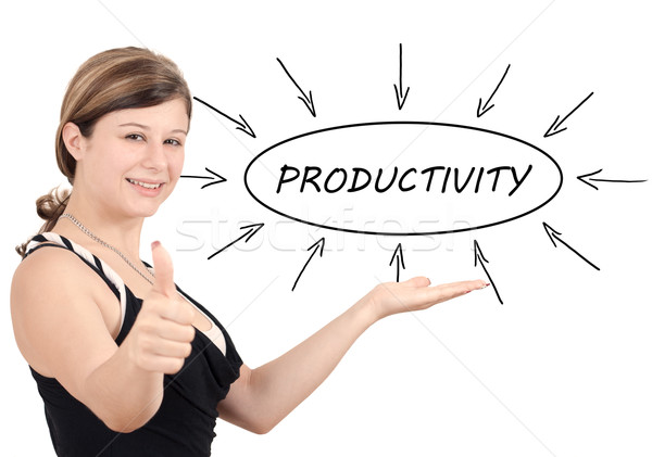 Produktivitás fiatal üzletasszony folyamat információ izolált Stock fotó © Mazirama