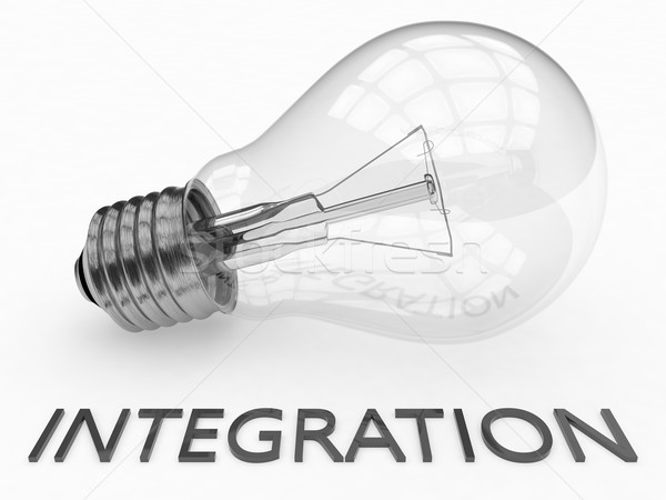 Integration Glühbirne weiß Text 3d render Illustration Stock foto © Mazirama