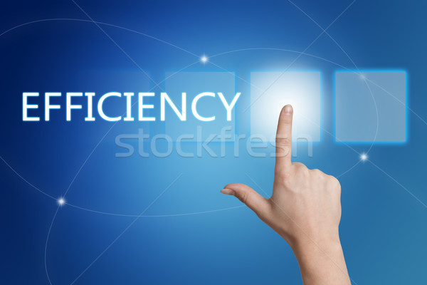 Foto stock: Eficiencia · mano · botón · interfaz · azul