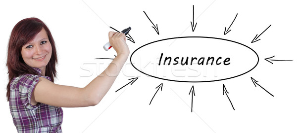Versicherung jungen Geschäftsfrau Zeichnung Informationen Stock foto © Mazirama