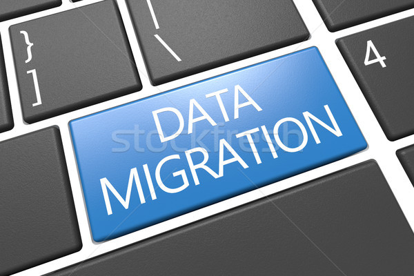 Daten Migration Tastatur 3d render Illustration Text Stock foto © Mazirama