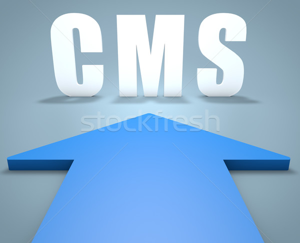 Conteúdo gestão cms 3d render azul seta Foto stock © Mazirama