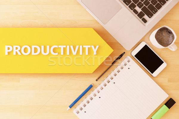 Produttività lineare testo arrow notebook smartphone Foto d'archivio © Mazirama
