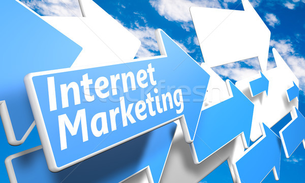 Internet marketing 3d face albastru alb sageti care zboară Imagine de stoc © Mazirama