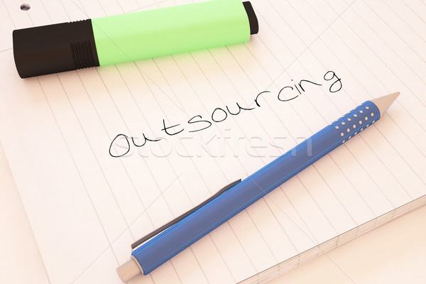 Outsourcing tekst notebooka biurko 3d Zdjęcia stock © Mazirama