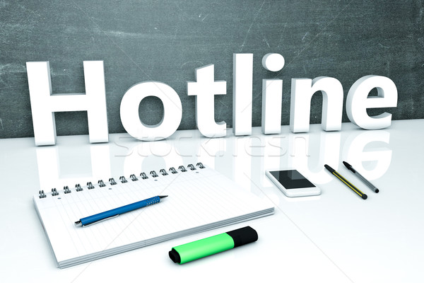 Hotline text tabla blocnotes stilouri telefon mobil Imagine de stoc © Mazirama