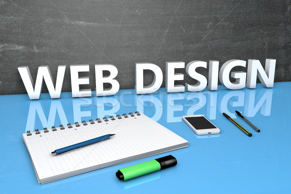 Diseno web texto pizarra cuaderno plumas teléfono móvil Foto stock © Mazirama