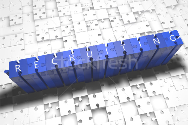 Recrutement puzzle rendu 3d illustration lettres bleu Photo stock © Mazirama