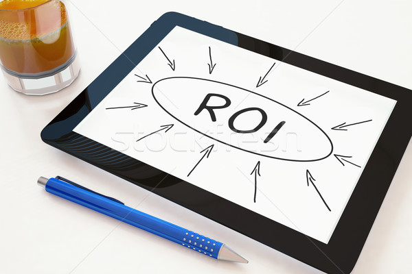 Terugkeren investering roi tekst mobiele Stockfoto © Mazirama