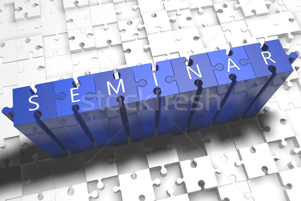 Seminar Puzzle 3d render Illustration Briefe blau Stock foto © Mazirama